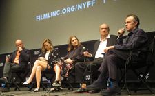 Nick Hornby, Saoirse Ronan, producer Finola Dwyer, Colm Tóibín and John Crowley at the New York Film Festival